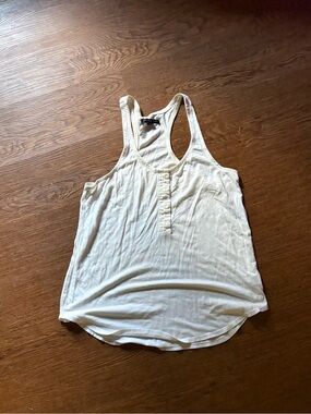 American Eagle Outfitters Cream Racerback Henley Tank